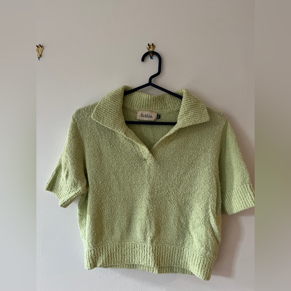 Beklina Boucle Knit Polo, Size S/M, Green